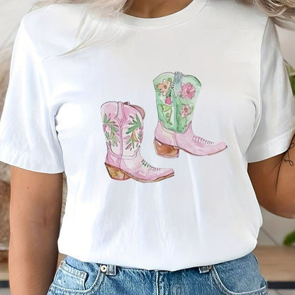 Camiseta Informal con Estampado de Botas JH02