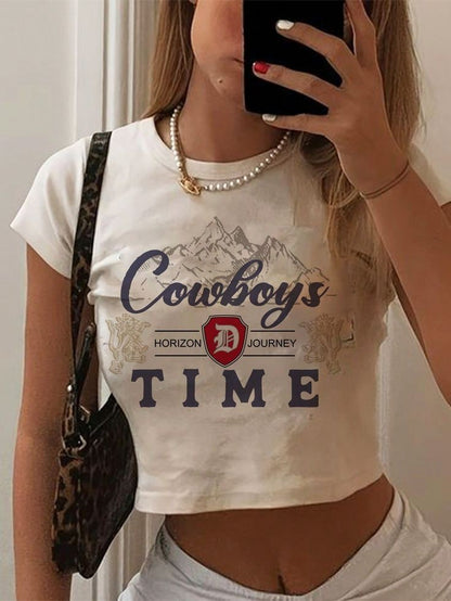 Camiseta Corta con Estampado de Vaquero JD05