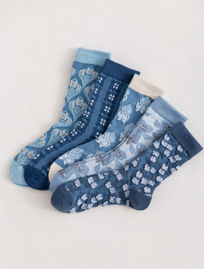 5 Pares de Calcetines con Estampado de Flor FW02