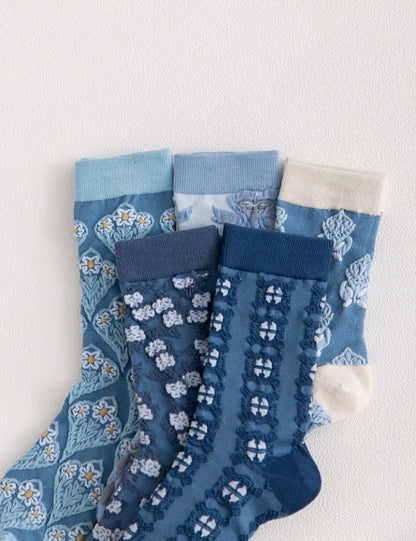 5 Pares de Calcetines con Estampado de Flor FW02