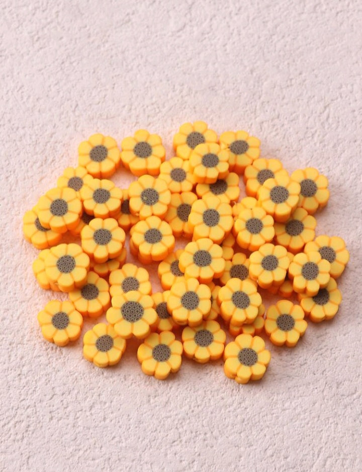 50 Piezas Cuentas de Arcilla con Forma de Girasol (932)