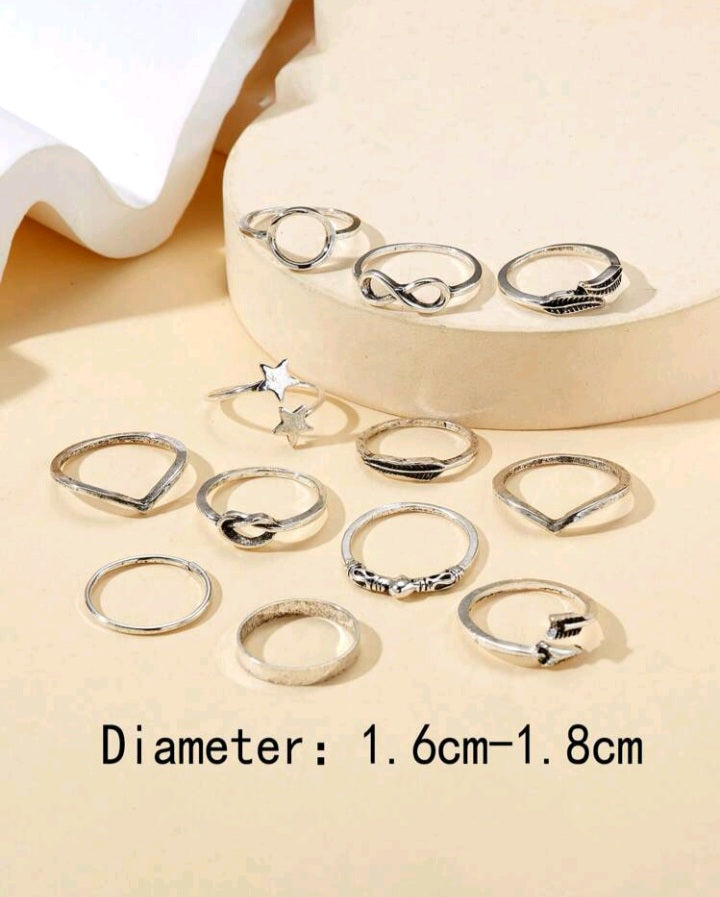 Set de 12 Anillos con Diseño Minimalista (531)