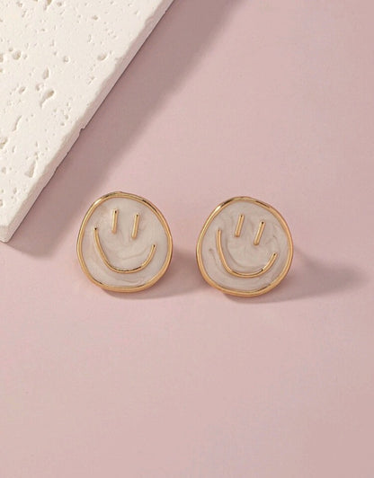 Aretes Planos con Diseño de Carita Feliz (301)