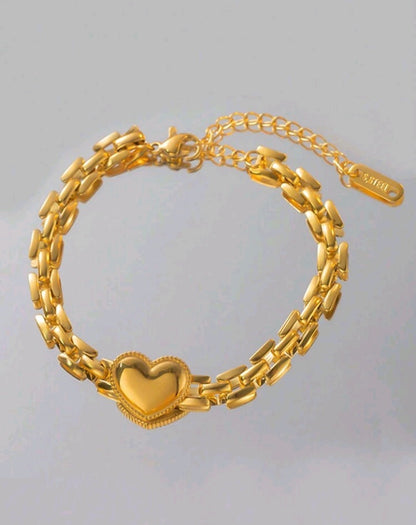 Pulsera de Cadena Gruesa con Diseño de Corazón IW01