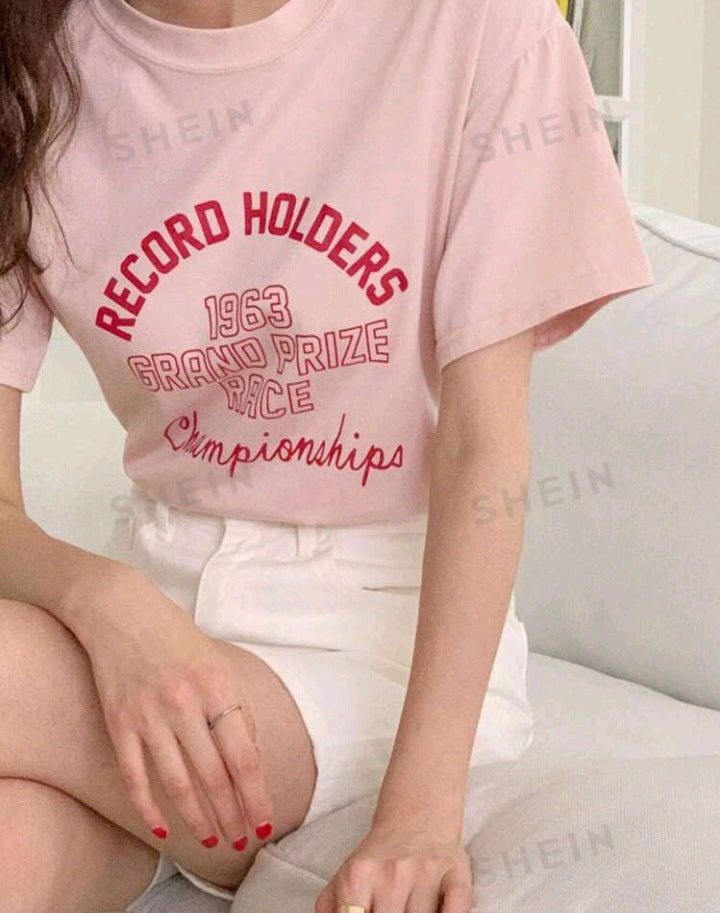 Camiseta con Impresión de Letras IY010