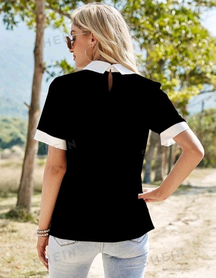 Blusa de Cuello en Contraste IZ010