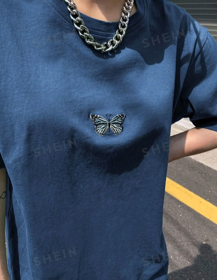 Camiseta con Bordado de Mariposa  JA05