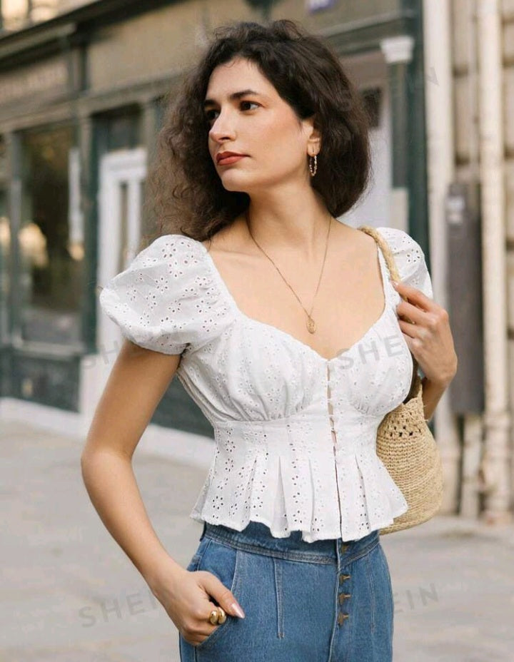 Blusa Bordada de Estilo Francés KB01