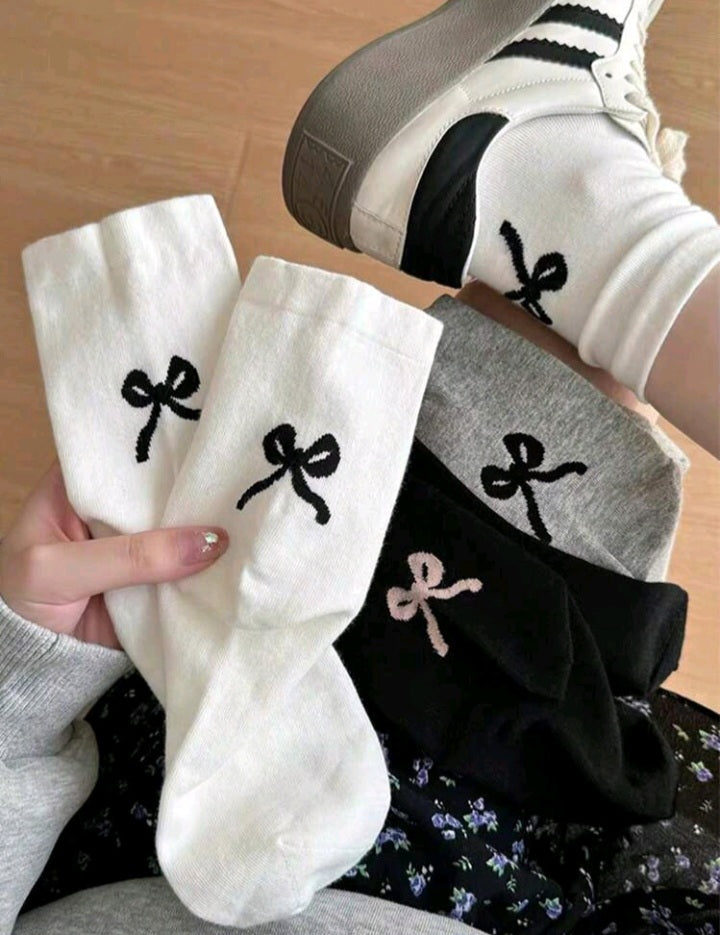 3 Pares de Calcetines de Estilo Ballet con Lazo KQ010