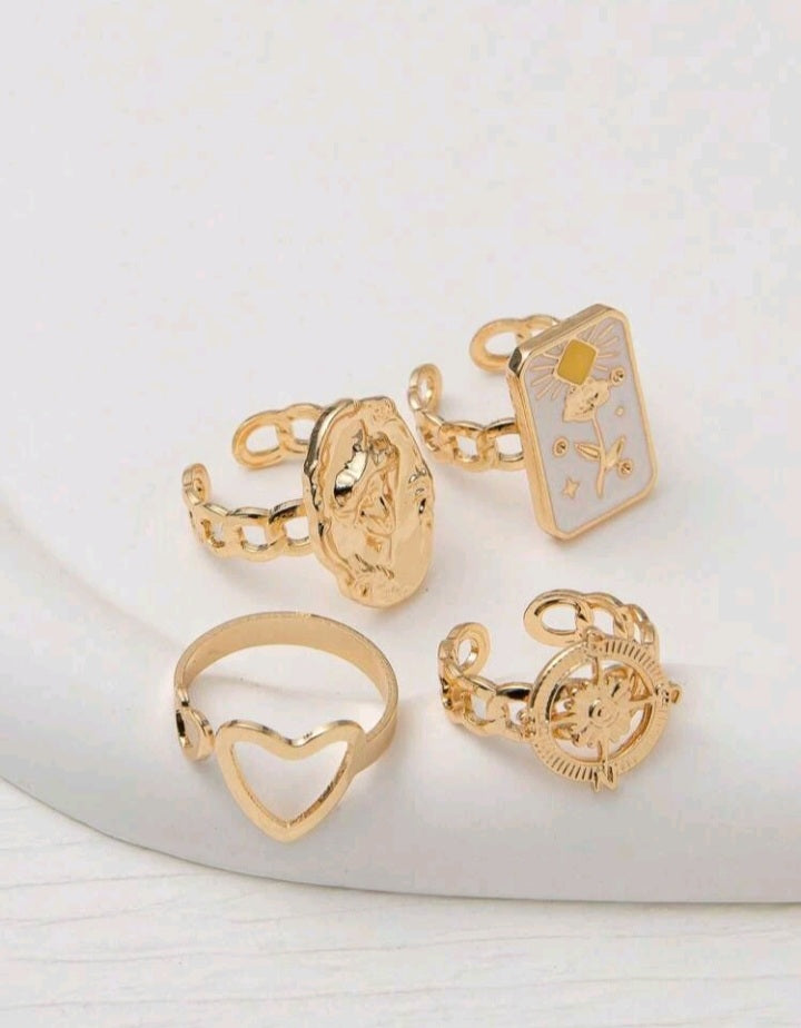 Set de 4 Anillos Estilo Vintage KU09