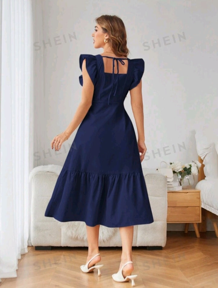 Vestido con Volantes con Cintura Ceñida LN05