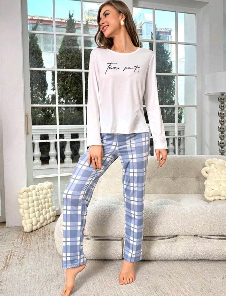 Conjunto de Pijama con Estampado de Cuadros LÑ07