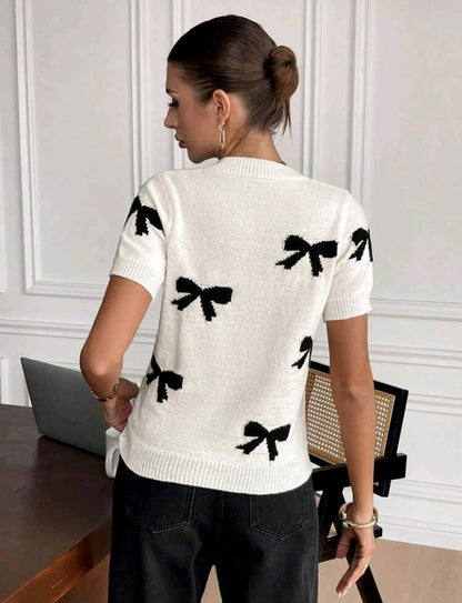 Blusa de Punto con Estampado de Lazo LX07