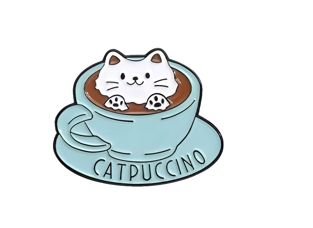 Broche con Diseño de Café y Gatos IM02