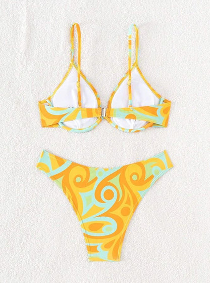 Conjunto De Bikini Cami Estampado Completo GS09